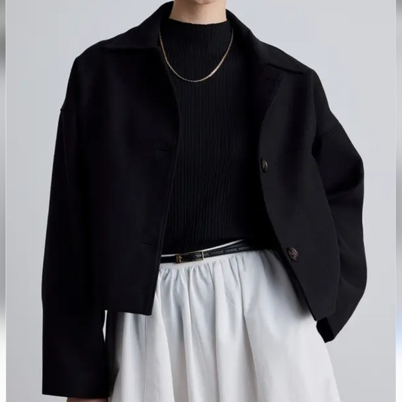 manuka Jackets & Blazers - Manuka Black Short Boxy Coat Size Small Medium Oversized Button Streetwear